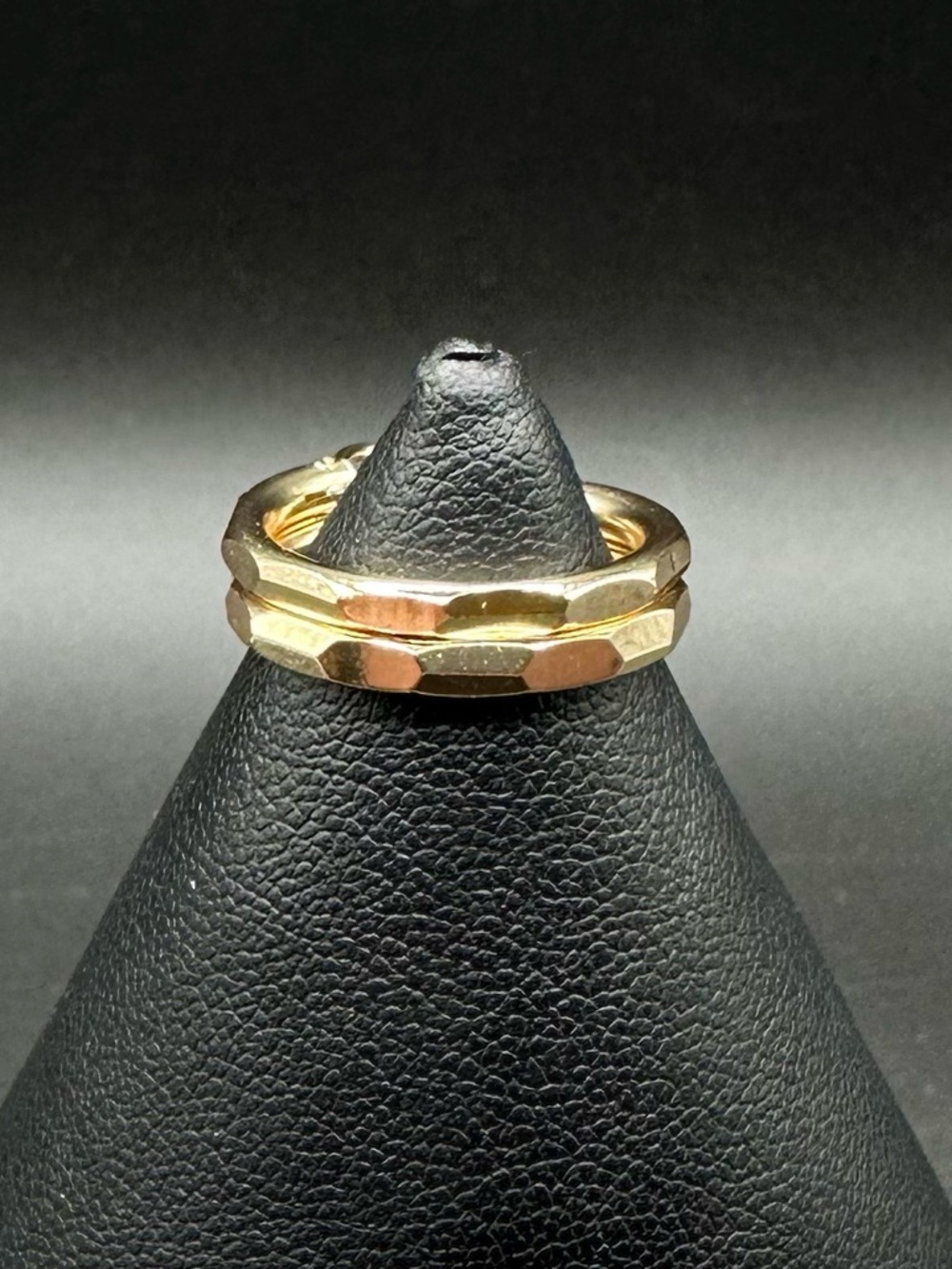 Vintage 14K Gold Finish Faceted Geometric Hoop Earrings - Small/Medium